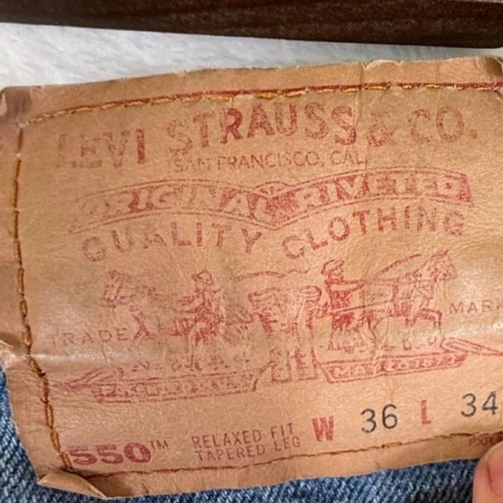Vintage 1993 Levis 550 Jeans Mens 36x34 Made in USA Relaxed Tapered Blue Denim